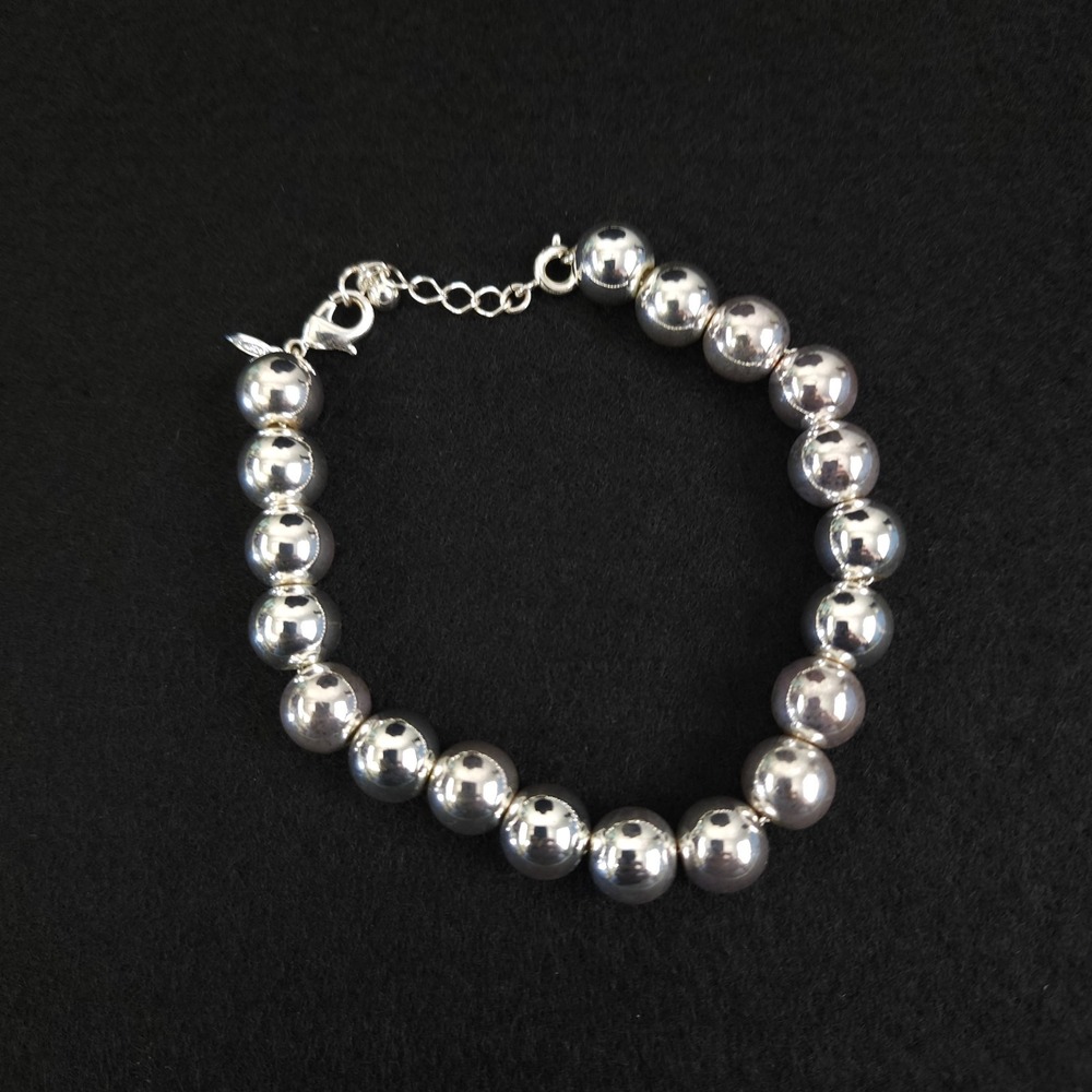Signed Avon SH Silver Tone Beaded Bracelet
